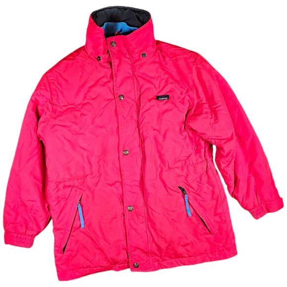 LL Bean Coat Boys Size 10 Medium Red Warm Winter Jacket Parka Snow Ski Insulated